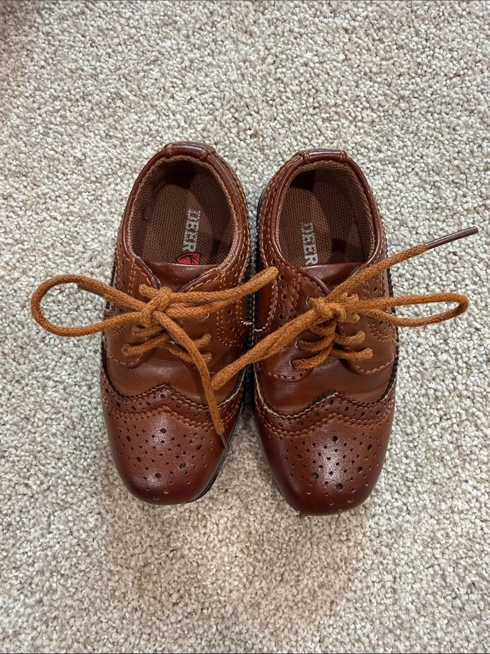 Deer Stags Tan/Brown Boys Wingtip Dress Shoes